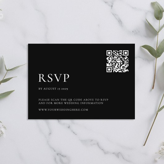 Moderne Schwarz-Weiß-Minimal-Hochzeit RSVP Karte