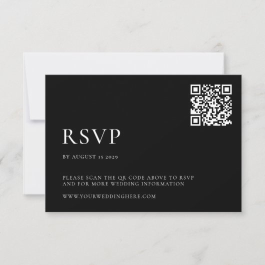 Moderne Schwarz-Weiß-Minimal-Hochzeit RSVP Karte (Vorderseite)