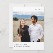 Moderne Schwarz-Weiß-Minimal-Hochzeit Save The Date (Rückseite)