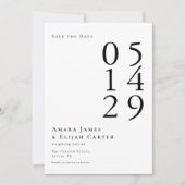 Moderne Schwarz-Weiß-Minimal-Hochzeit Save The Date (Vorderseite)