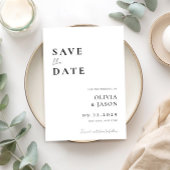 Moderne Schwarz-Weiß-Minimal-Hochzeit Save The Date