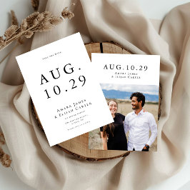 Moderne Schwarz-Weiß-Minimal-Hochzeit Save The Date