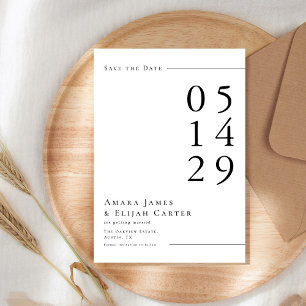 Moderne Schwarz-Weiß-Minimal-Hochzeit Save The Date