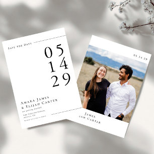 Moderne Schwarz-Weiß-Minimal-Hochzeit Save The Date