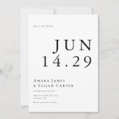 Moderne Schwarz-Weiß-Minimal-Hochzeit Save The Date (Vorderseite)