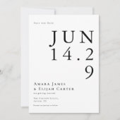 Moderne Schwarz-Weiß-Minimal-Hochzeit Save The Date (Vorderseite)