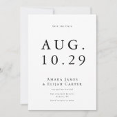 Moderne Schwarz-Weiß-Minimal-Hochzeit Save The Date (Vorderseite)