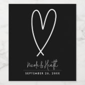 Moderne Schwarz-Weiß-Minimal-Hochzeit Weinetikett (Einzelnes Label)