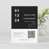 Moderne Schwarz-Weiß-Minimalist-Ehe-QR-Code Save The Date (Stehend Vorderseite)