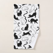 Moderne Schwarz-Weiß-Minimalist-Katze Badhandtuch Set (Handtuch)