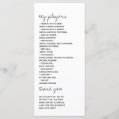 Moderne Schwarz-Weiß-Minimalist-Schrift-Hochzeit Programm (Rückseite)