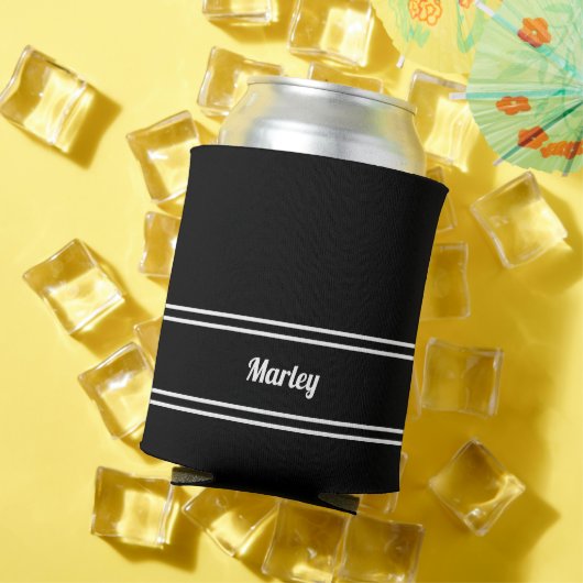 Moderne Schwarz-Weiß-Minimalistennamenschriftzug Dosenkühler (In Situ Sommer)