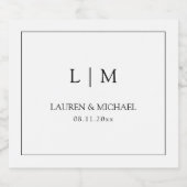 Moderne Schwarz-Weiß-Minimalistisch-Monogramm-Hoch Schaumweinetikett (Einzelnes Label)