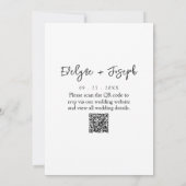 Moderne Schwarz-Weiß-Minimalistisch-QR-Hochzeit Einladung (Rückseite)