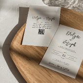 Moderne Schwarz-Weiß-Minimalistisch-QR-Hochzeit Einladung