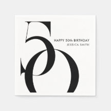 Moderne Schwarz-Weiß-Minimalistische 50. Geburtsta