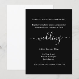 Moderne Schwarz-Weiß-Minimalistische Hochzeit Einladung