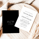 Moderne Schwarz-Weiß-Minimalistische Hochzeit Einladung