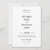 Moderne Schwarz-Weiß-Minimalistische Hochzeitseinl Einladung (Vorderseite)