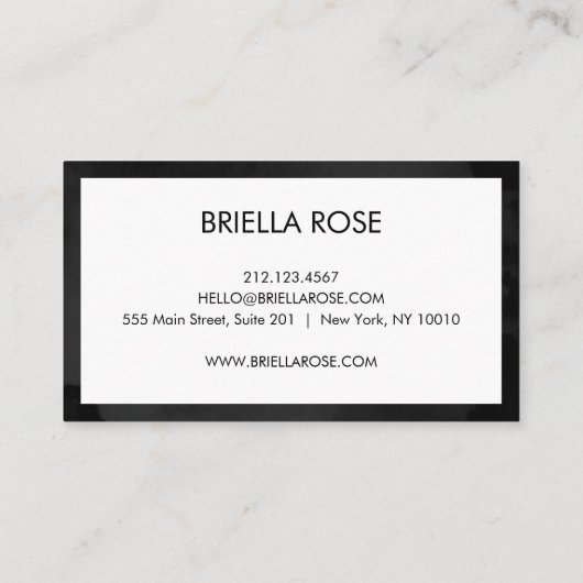Moderne Schwarz-Weiß-Minimalistische Kalligraphie Visitenkarte (Rückseite)