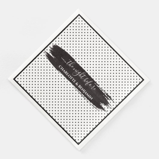 Moderne Schwarz-Weiß-Minimalistische Probe Serviette (Ecke)