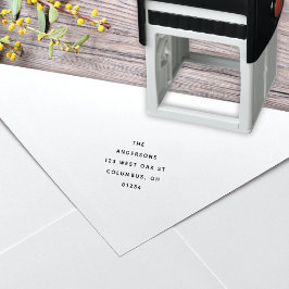 Moderne Schwarz-Weiß-Minimalistische Rücksendeadre Permastempel