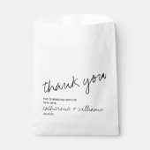 Moderne Schwarz-Weiß-Minimalistische Skripthochzei Geschenktütchen (Vorderseite)