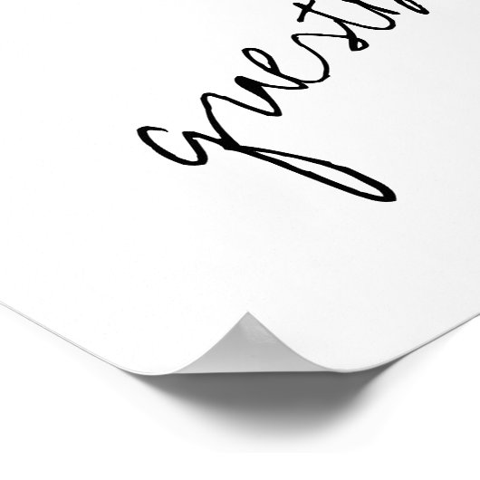 Moderne Schwarz-Weiß-Minimalistische Skripthochzei Poster (Ecke)