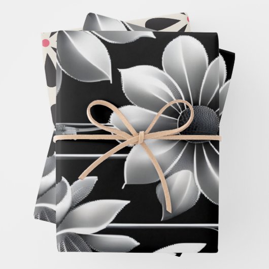 Moderne Schwarz-Weiß-Moderne Elegant Geschenkpapier Set (Beispiel)