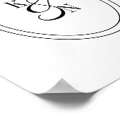 Moderne Schwarz-Weiß-Monogramm Anfangsbuchstaben H Poster (Ecke)