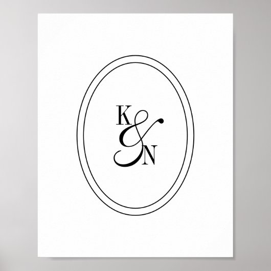 Moderne Schwarz-Weiß-Monogramm Anfangsbuchstaben H Poster (Vorne)