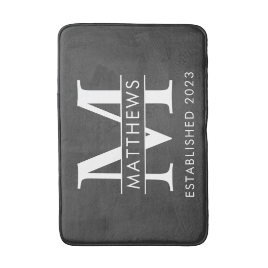 Moderne Schwarz-Weiß-Monogramm-Badematte Badematte (Vorderseite Vertikal)