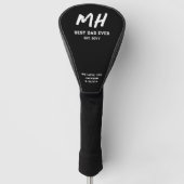 Moderne Schwarz-Weiß-Monogramm Cool Bester Vater A Golf Headcover (Vorderseite)