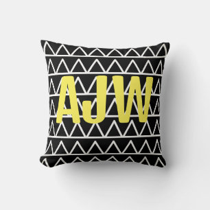Moderne Schwarz-Weiß-Monogramm-Geometrie Kissen