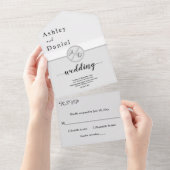 Moderne Schwarz-Weiß-Monogramm-Hochzeit All In One Einladung (Abreißen)