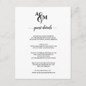 Moderne Schwarz-Weiß-Monogramm-Hochzeit Begleitkarte (Vorderseite)