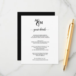 Moderne Schwarz-Weiß-Monogramm-Hochzeit Begleitkarte
