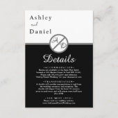 Moderne Schwarz-Weiß-Monogramm-Hochzeit Begleitkarte (Vorderseite)