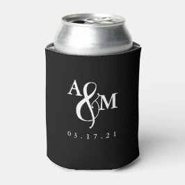 Moderne Schwarz-Weiß-Monogramm-Hochzeit Dosenkühler