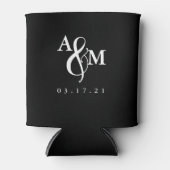 Moderne Schwarz-Weiß-Monogramm-Hochzeit Dosenkühler (Vorderseite)