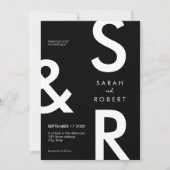 Moderne Schwarz-Weiß-Monogramm-Hochzeit Einladung (Vorderseite)