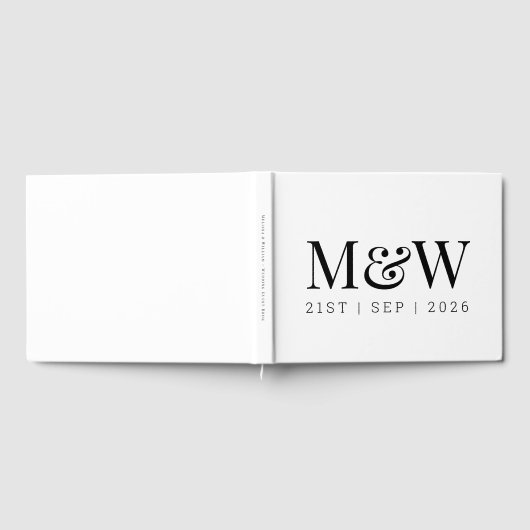 Moderne Schwarz-Weiß-Monogramm-Hochzeit Gästebuch (Voll)