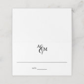 Moderne Schwarz-Weiß-Monogramm-Hochzeit Platzkarte (Außenseite Aufgefaltet)