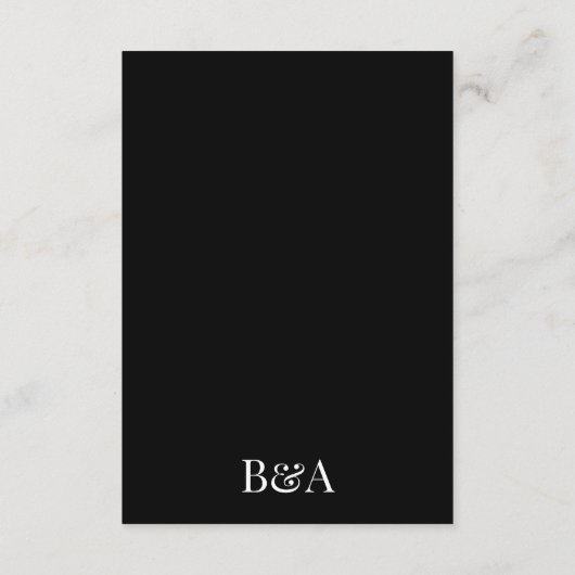 Moderne Schwarz-Weiß-Monogramm-Hochzeit RSVP Karte (Rückseite)