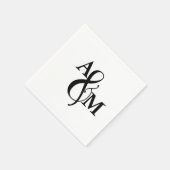 Moderne Schwarz-Weiß-Monogramm-Hochzeit Serviette (Ecke)
