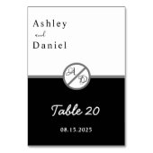 Moderne Schwarz-Weiß-Monogramm-Hochzeit Tischnummer (Vorderseite)