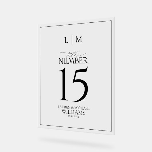 Moderne Schwarz-Weiß-Monogramm-Hochzeitsstipps-Tis Acrylschild (Winkel)