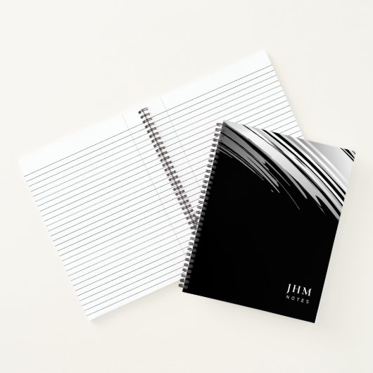 Moderne Schwarz-Weiß-Monogramm-Initialen + Anmerku Notizblock (Innenseite)