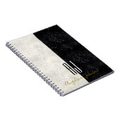 Moderne Schwarz-Weiß-Monogramm-Initialen aus Marmo Notizblock (Rechte Seite)