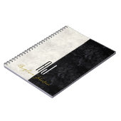 Moderne Schwarz-Weiß-Monogramm-Initialen aus Marmo Notizblock (Linke Seite)